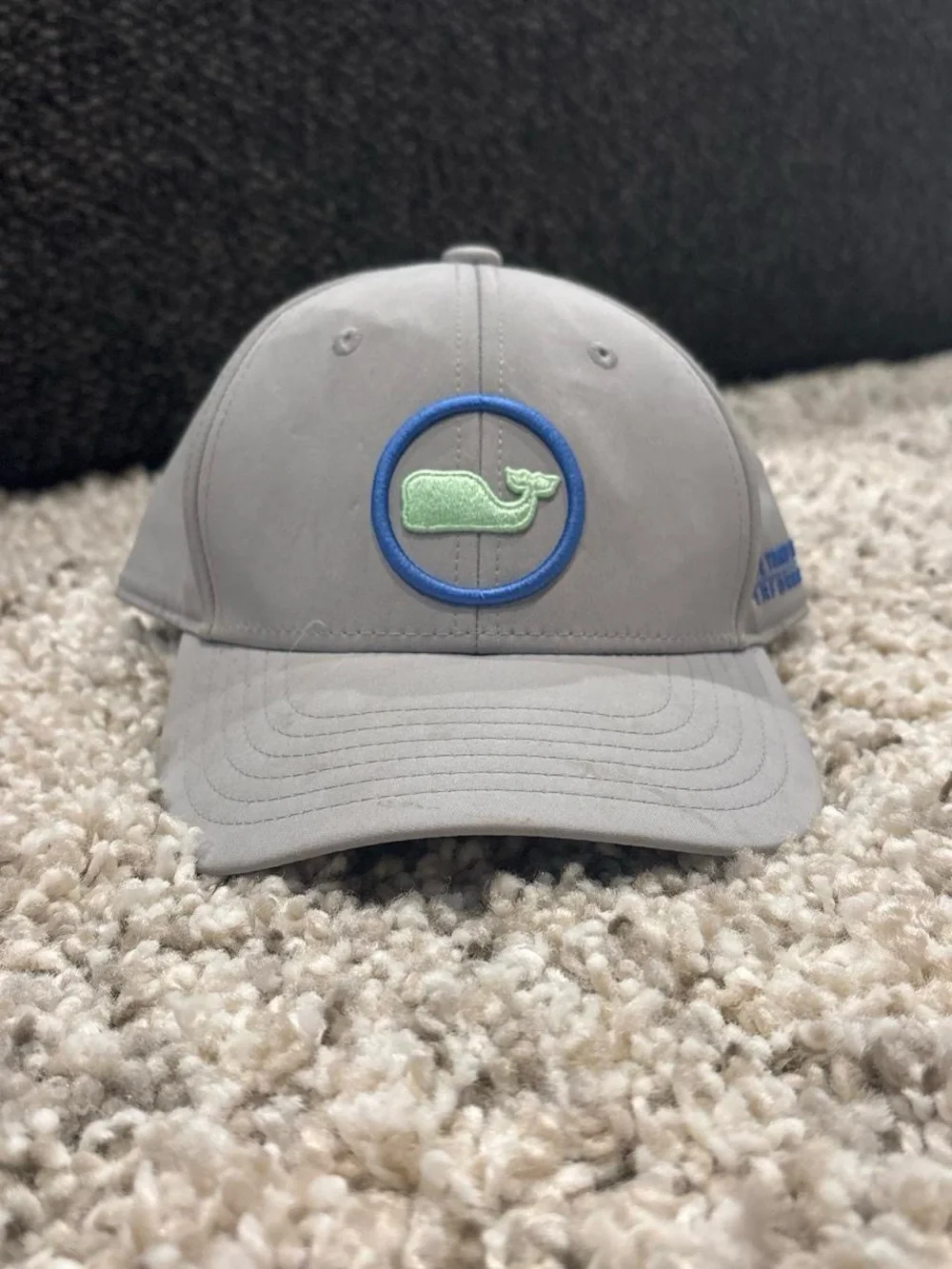 Vineyard Vines Gray Kids Hat with Blue Circle and Green Whale